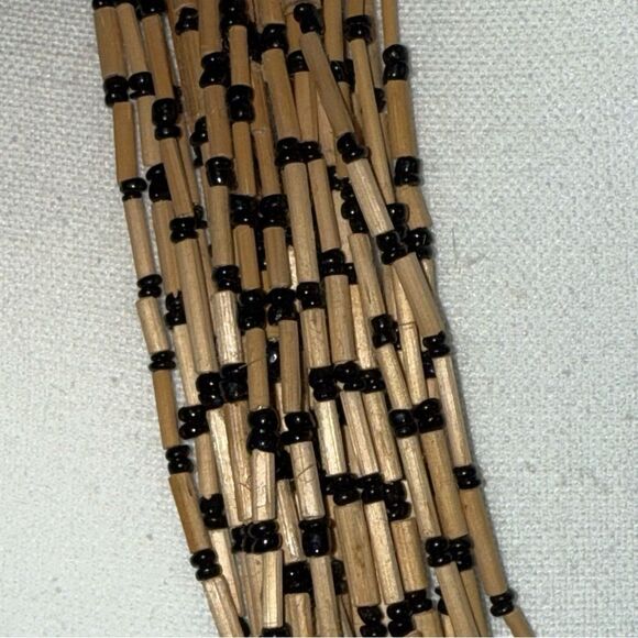 Multistrand Black & Natural Beaded Necklace Boho - Picture 4 of 5